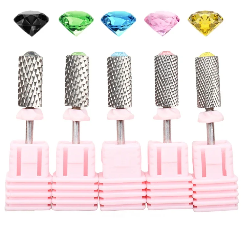 Premium Crystal Cross Tooth Tungsten Carbide Nail Drill Bit with Diamond Nail Grinding Head for Dead Skin Remove Nail Art Tool