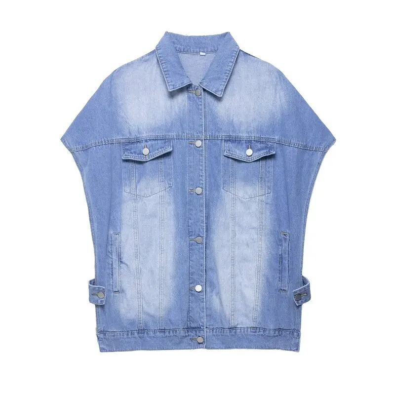 

Уличный комплект с вырезом воротника, джинсовый жилет ort Sve, длинные брюки Faion, комплект для женщин в 30-х годов, лето 2024, Новое поступление