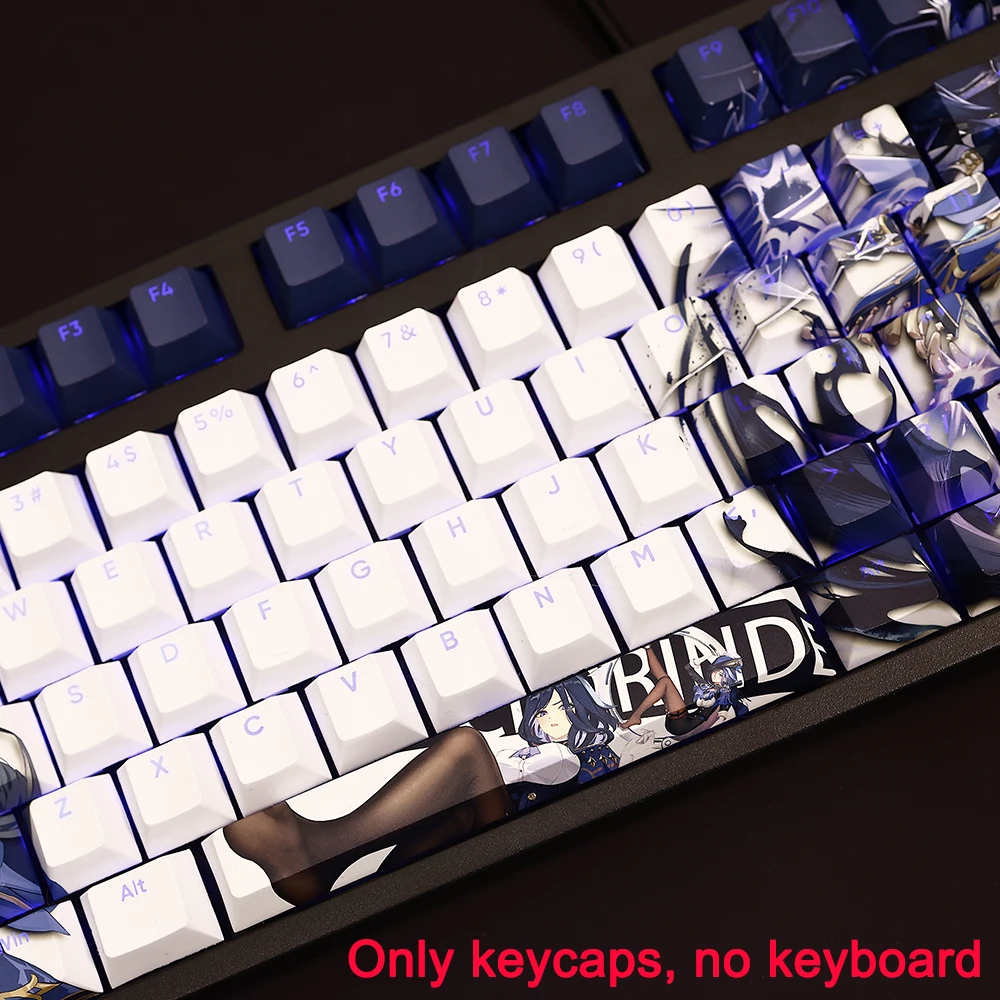 108 Keys genshin impact keycap clorinde keycaps PBT Dye ซับเบดเชอร์รีแบ็คไลท์คีย์อนิเมะสำหรับ ANSI 61 87 104รูปแบบ108