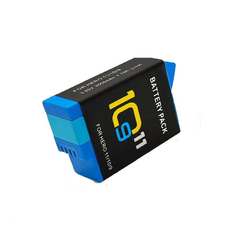 بطارية رقمية عالية الجودة 2000mAh 7.7wh 3.85V لـ GoPro Hero 12 11 10 9 بطارية كاميرا بديلة شحن سريع