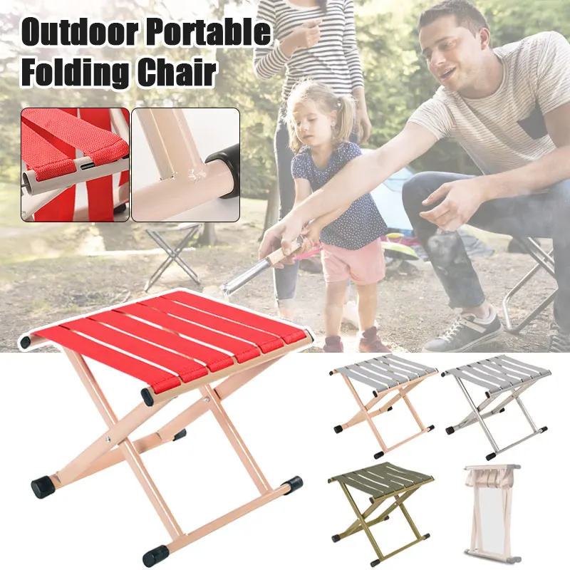 Portable Outdoor Folding Stool Thicken Carbon Steel Travel Picnic Camping Stool MIni Storage Fishing Chair Ultralight Furniture