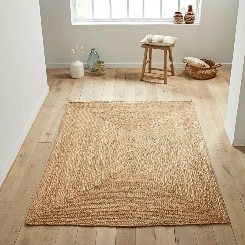 Jute Rugs Natural Handmade Runners Rustic Look Carpet Living Room Hand-woven Carpets for Living Room Bathroom Rug Set