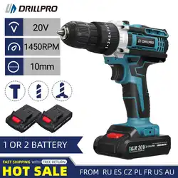 Drillpro 20V Cordless Electric Screwdriver Drill Set Brushless Screwdriver 25+3 Torque Settings 2-Speeds Screwdriver Power Tool