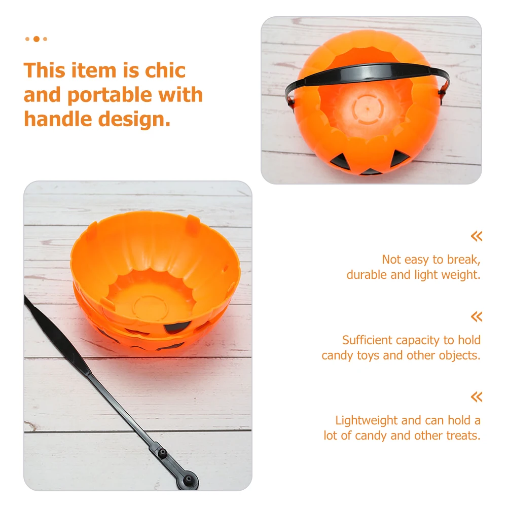 Cubo de calabaza de Halloween, cubo de plástico decorativo para niños, colección de dulces, recuerdo de fiesta, truco o trato ligero