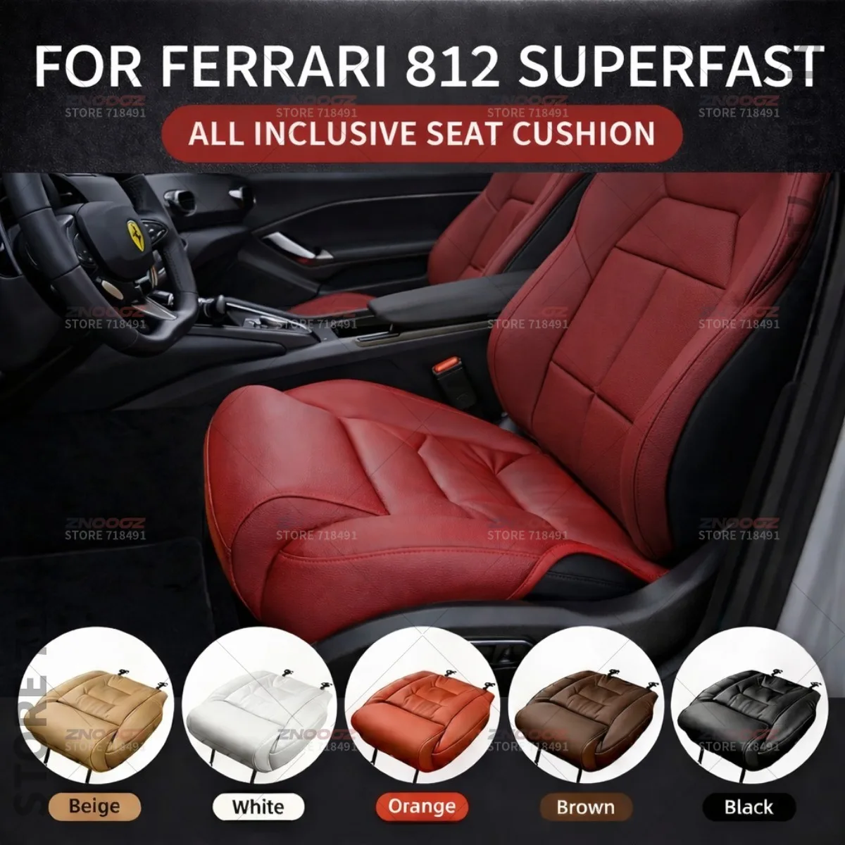 

For Ferrari 812 Superfast Car Seat Leg Support Extension Seat Cover Memory Foam Extender Cushion Interior Accessories
