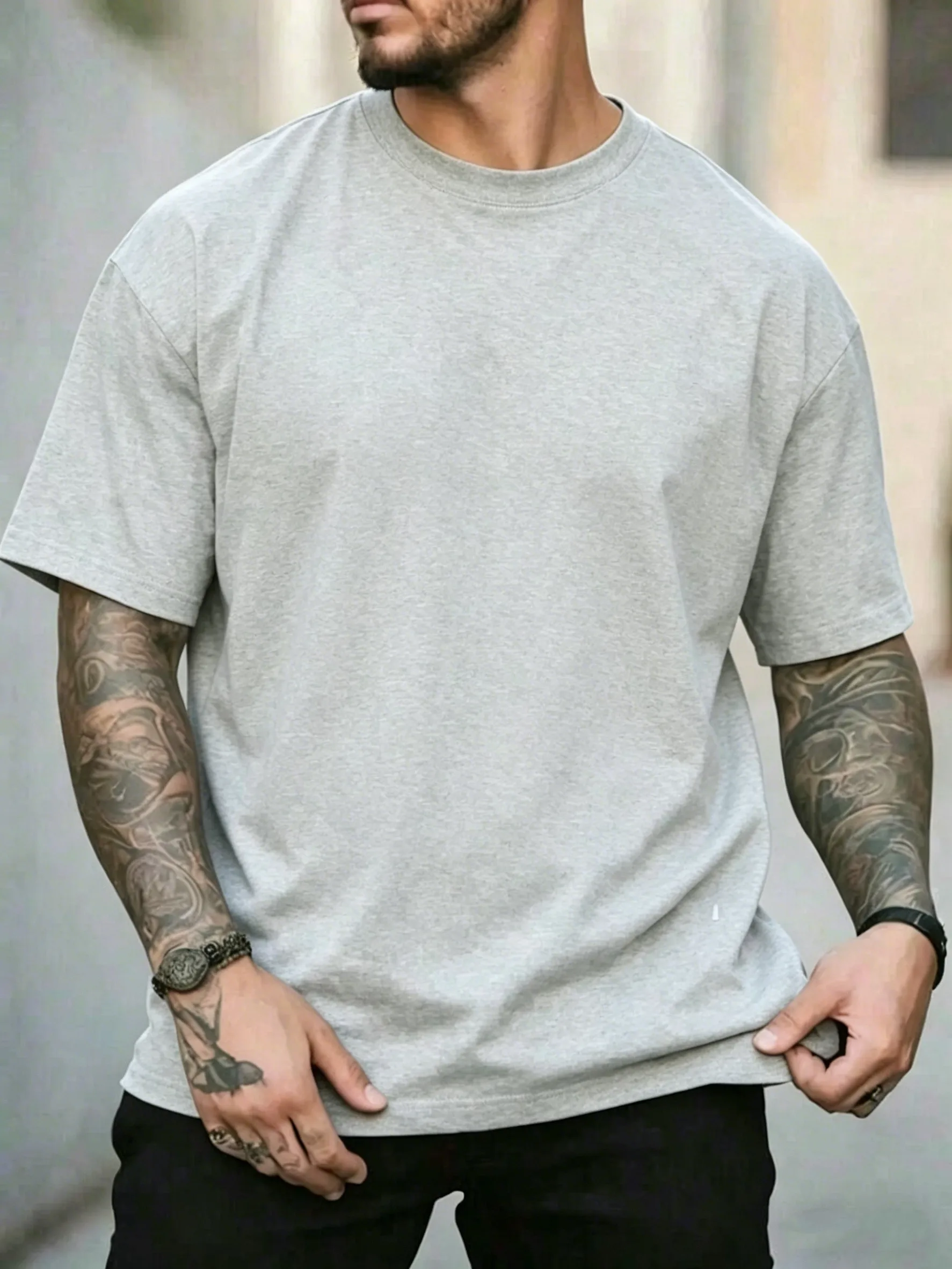 Summer Cotton Loose Man T-Shirt Breathable Street Short Sleeve Hip Hop Tops Casual Sport Clothing O-Neck All-Match Comfy Tees