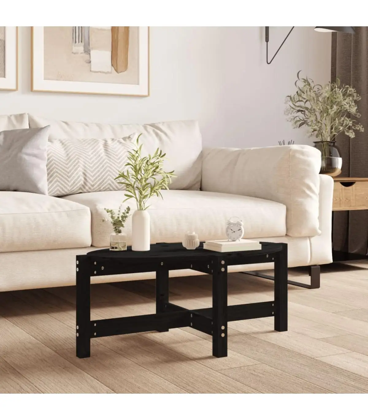 Coffee table Black Pine solid wood coffee table 87x48x35 cm