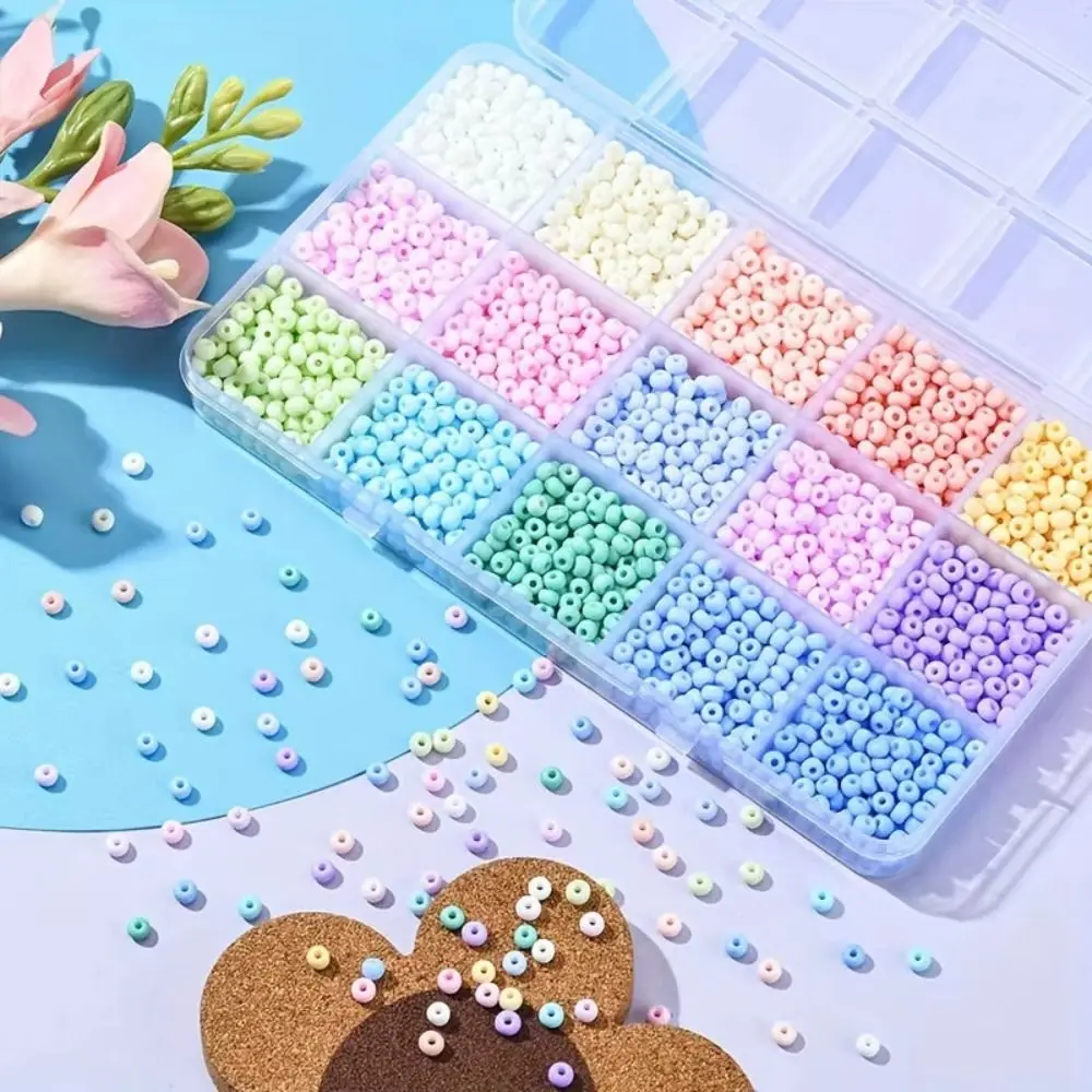 

NEW 3mm Size Jewelry Making Beads Candy Color DIY Seed Bead Set Regular Shape Beads Necklace Making