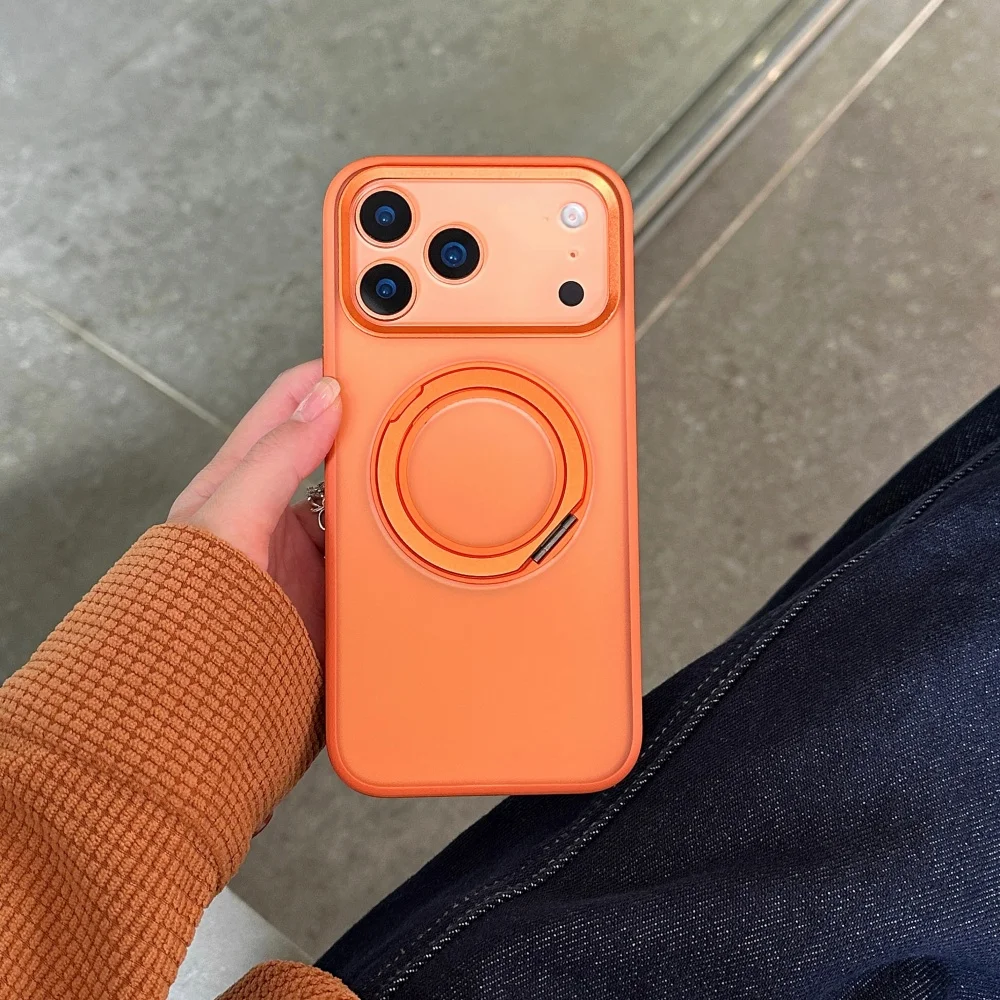 فاخر ماتي شفافة 360 المغناطيسي قوس حامل درع جراب هاتف آيفون 17 16 15 14 برو ماكس ل Magsafe مكافحة الإسقاط غطاء