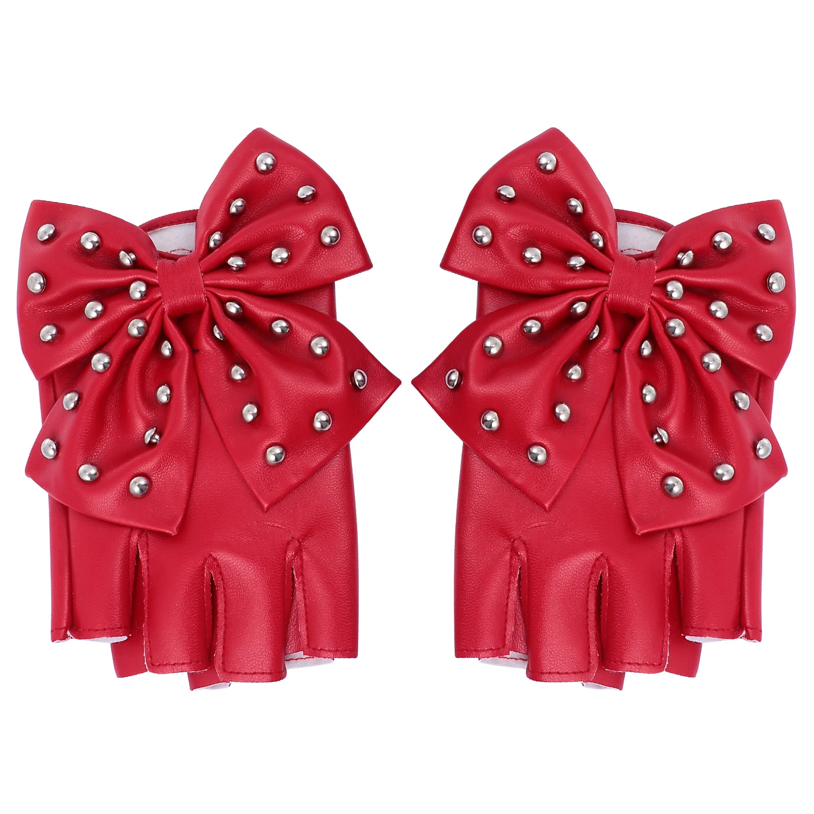 1 زوج القوس عقدة برشام نصف اصبع قفازات عيد الميلاد السنة الجديدة الرجعية حفلة موضة المرحلة سيدة هدية برشام قفاز