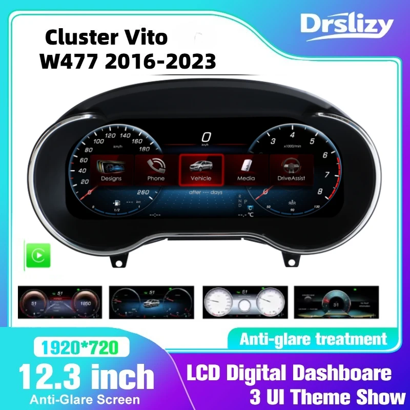 

New Dashboard For Mercedes-Benz W477 Vito 2016~2023 instrument Cluster Screen 2K Digital speedometer LCD panel 4+3 Colour UI
