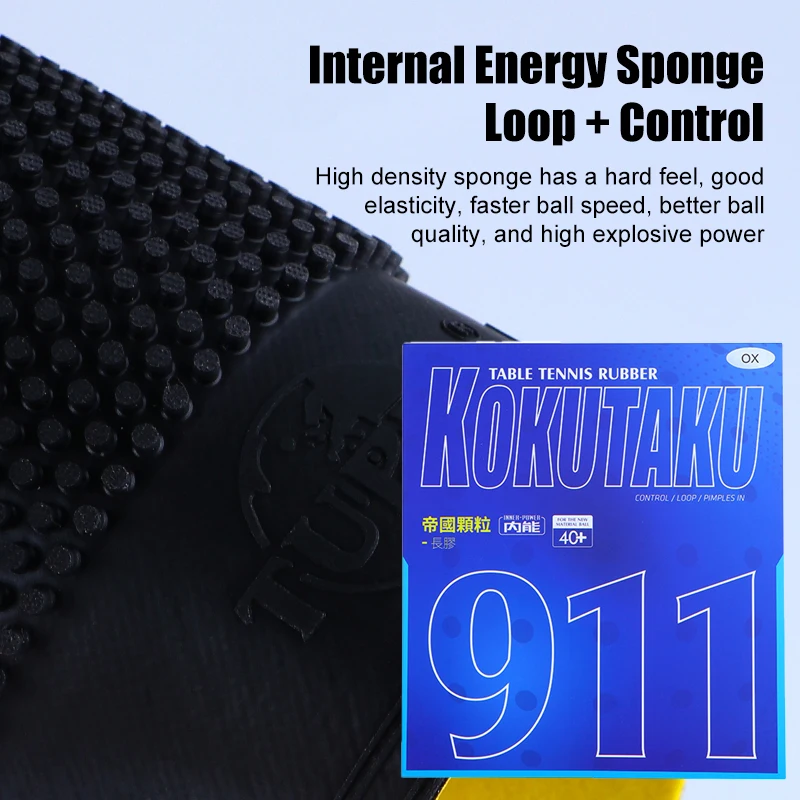 

KOKUTAKU 911 Long-Pips Table Tennis Rubber Medium Particle Offensive Ping Pong Rubber Strong Rotation Fast Speed OX/with Sponge