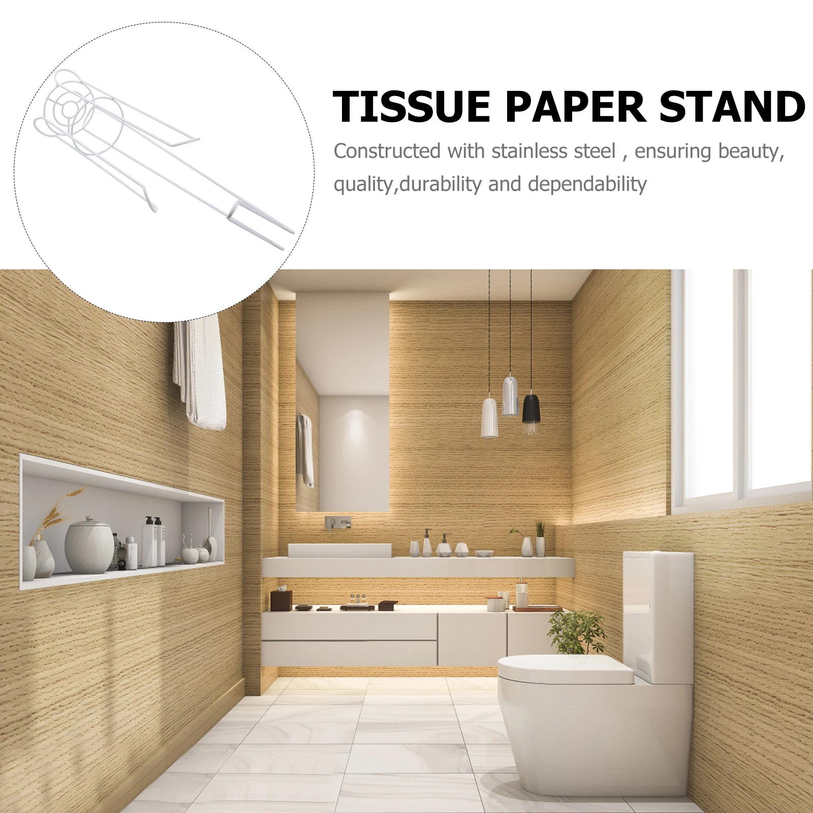 

Stainless Steel Paper Roll Holder Standing Creative Tissue Storage Stand for Home Bathroom Toilet Paper Roll Holder