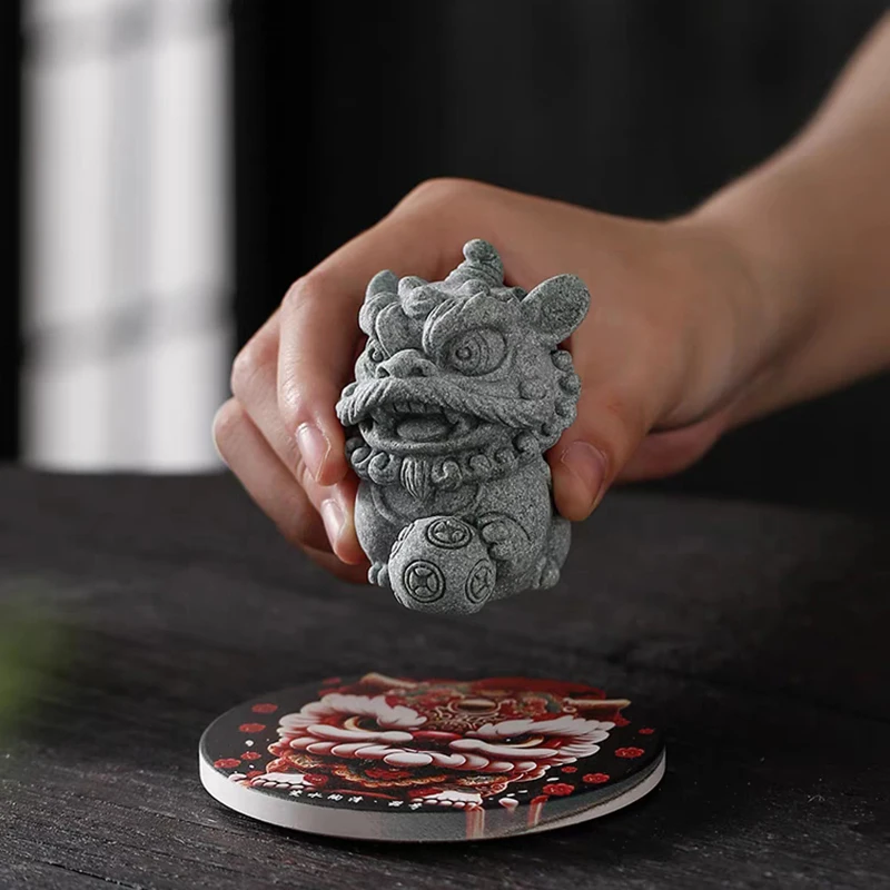 3D Silicone Mold Concrete Ornament Making Chinese Stone Lion Shape Design Cement Aromatherapy Plaster DIY Handmade Gift Forms