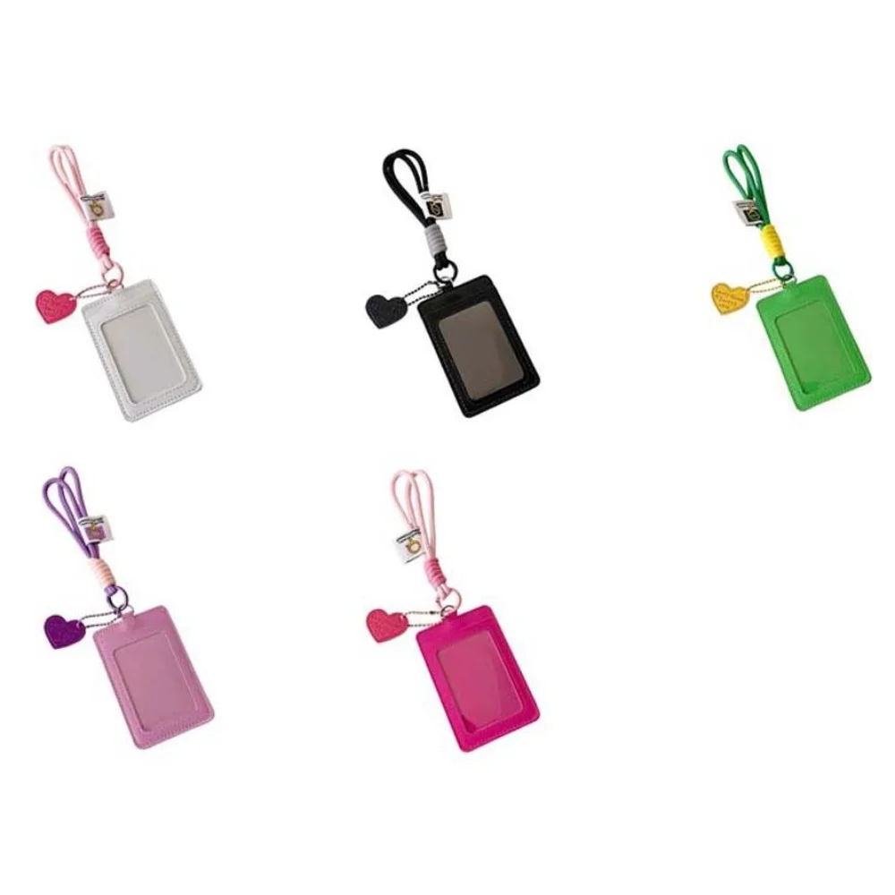 ID Card Protective PU Leather Bus Card Cover Credit Card Key Chain Korean Photocard Holder Keyring Student ID Card Holders