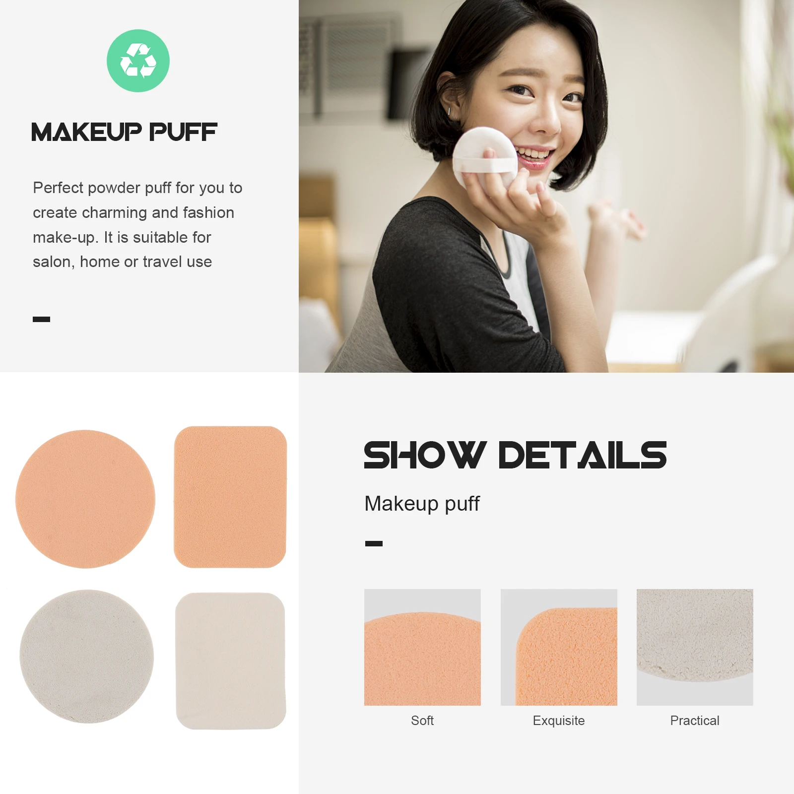 20Pcs Double Sided Powder Puff Premium Elastic Face Sponge for Wet Or Dry Use Skin-Friendly Makeup Blusher Foundation Applicator