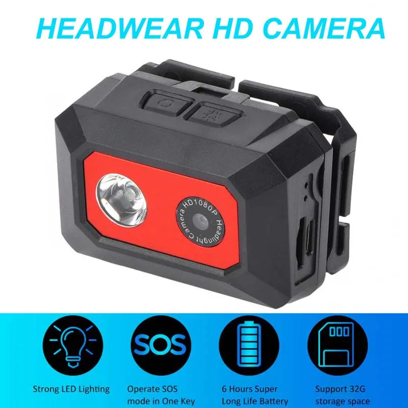 HD 1080P Outdoor Sport Camera F18 Night Vision Camcorder SOS Head-mounted Action Cameras Helmet Video Recording DVR Cam