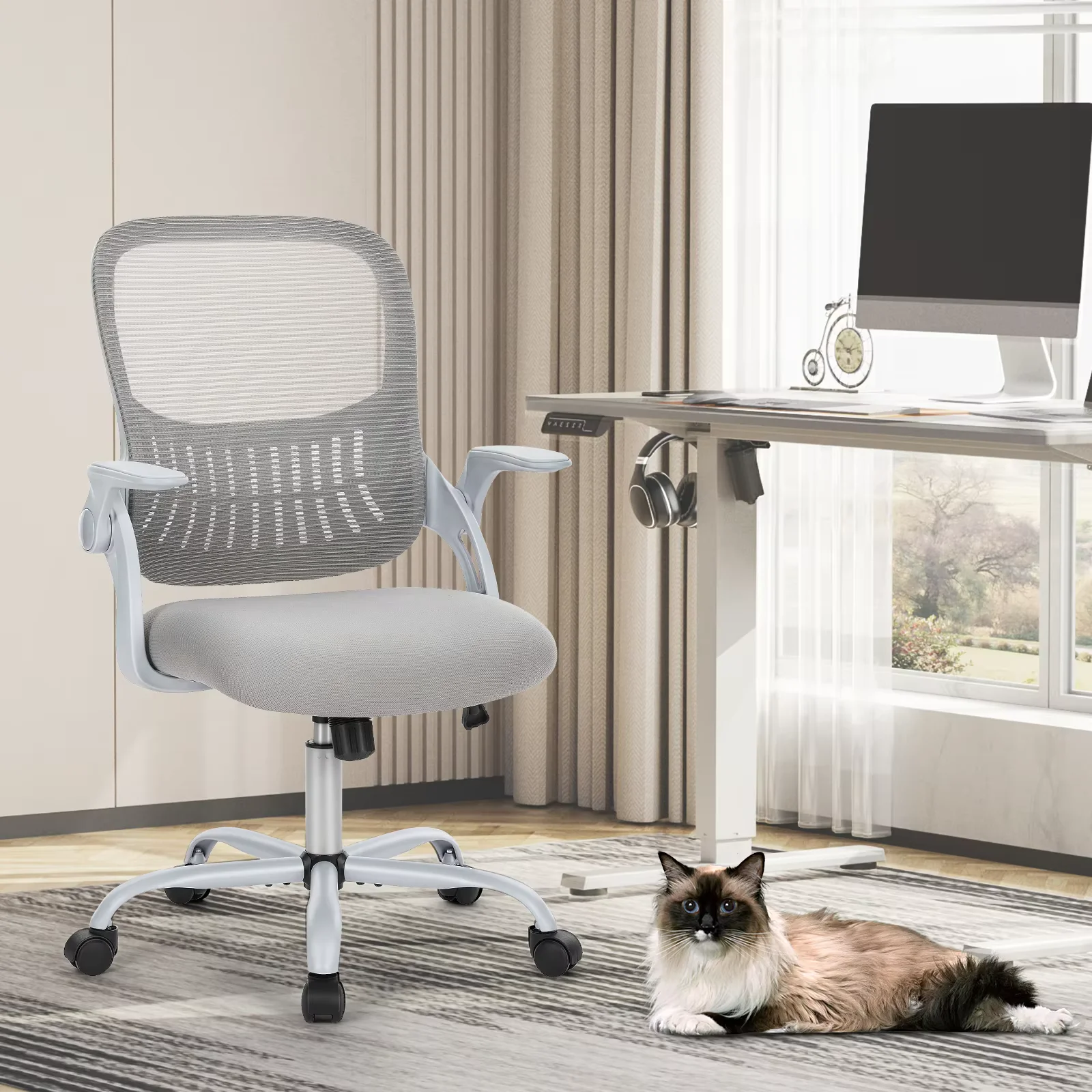 #¥JHK Ergonomic Mesh Backrest Office Desk Chair Adjustable Height Computer Rolling Work SwivelGaming
