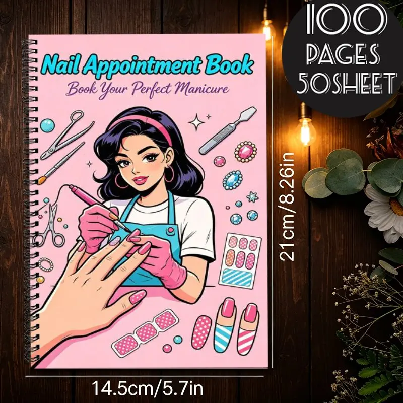 A5 Nail Art Appointment Notebook,For Customer Record & Service Tracking,For Nail Salon Front Desk Registration Opening Gifts