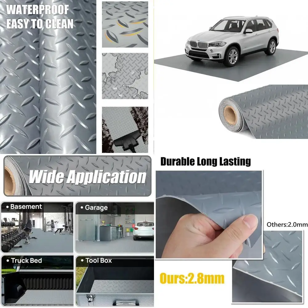 

Толстый коврик для пола гаража из ПВХ - прочный водонепроницаемый противоскользящий защитный коврик для автомобилей, прицепов, внедорожников, подвалов, спортзалов (серый) - 4 фута x 1 фут