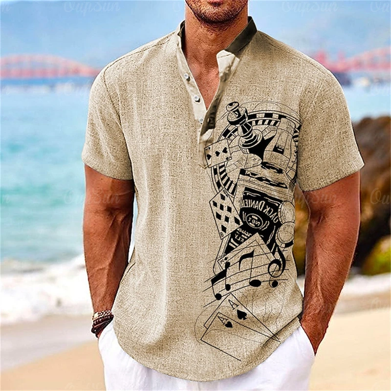 Vintage Men's 3D Sailing Artistic Pattern Print Polo Shirt Men's Casual Retro Shirt Fashion Short Sleeve Tops Men's Clothing