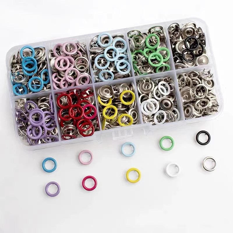 50/100 Set Colorful Metal Sewing Buttons Plier Tool Hollow/Solid Prong Press Studs Snap Fasteners for Installing Clothes Bags