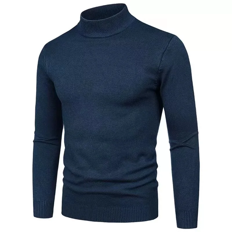 Men's Half Turtleneck Bottoming Sweater Autumn and Winter Non-fading Anti-pilling Solid Color Sweater