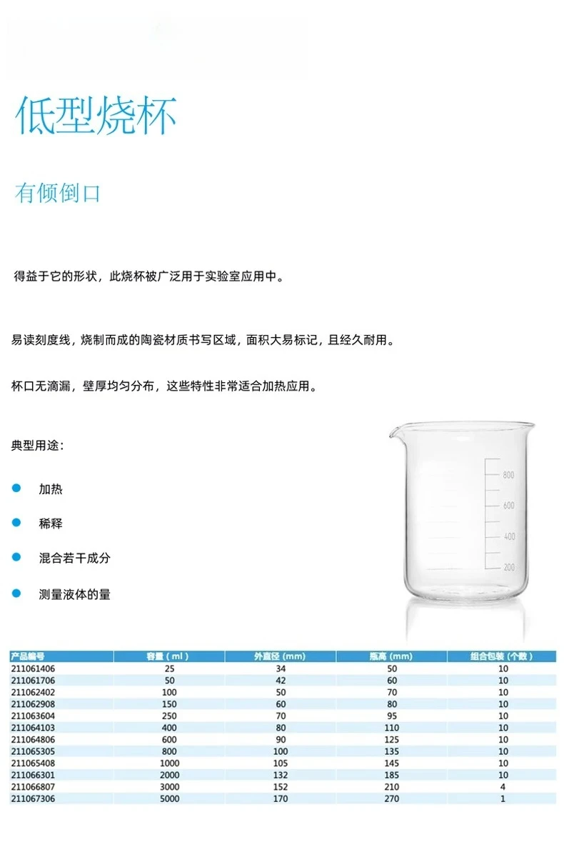 Lab Low Form Borosilicate Glass Beaker 5000ml, Graduated, Heat Resistant, Large Capacity Beaker for Experiment
