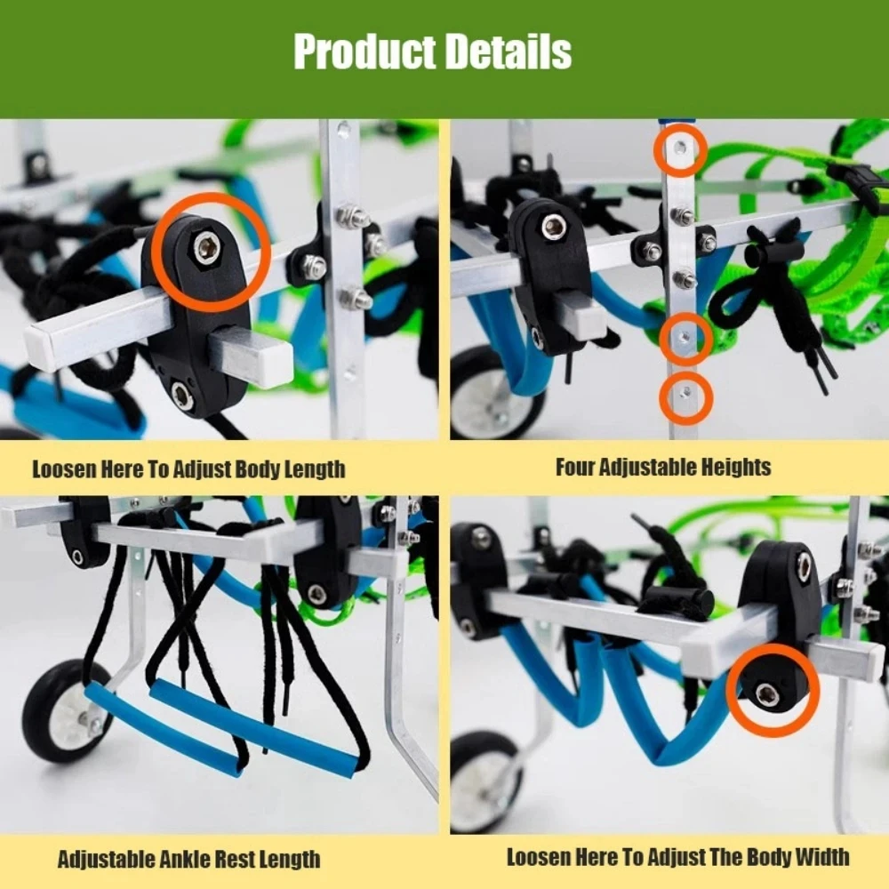 Wózek inwalidzki dla psa Małe zwierzę Podpórka na tylną nogę Niepełnosprawne sparaliżowane Bezsilna pomoc w chodzeniu kotów i psów Samochód Rehabilitacja tylnych kończyny zwierząt domowych