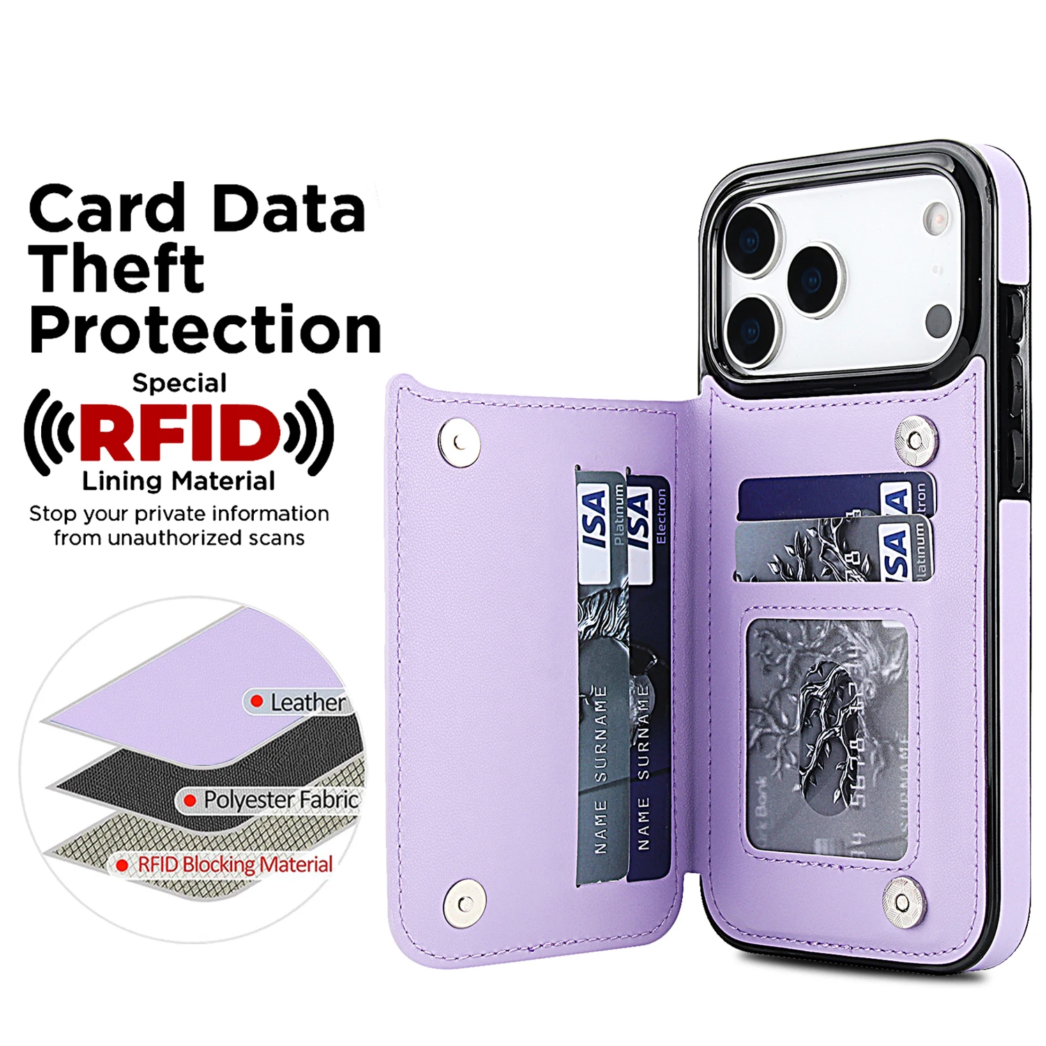 Portfel z podwójnym zapięciem, mały, elegancki, z blokadą RFID, z przegródkami na karty, etui z klapką ze…