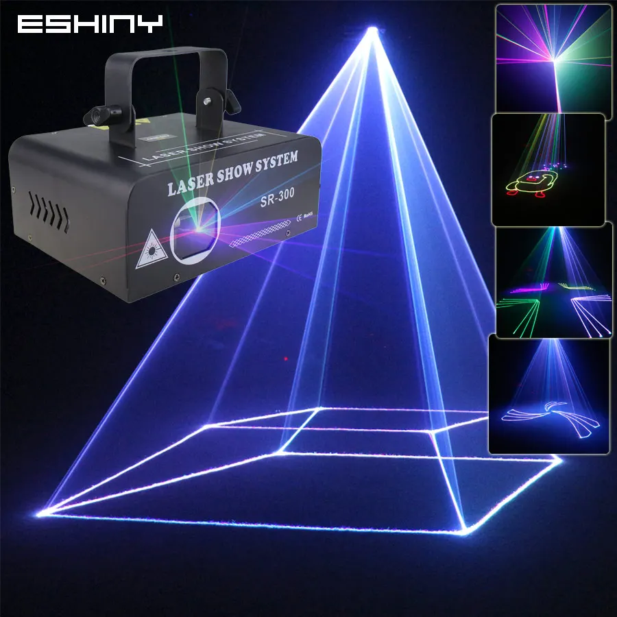 ESHINY Animation RGB Laser Beam Disco Stage Lighting Light Pattern Projector DMX512 DJ Dance Bar Holiday Party Effect Show X2N8