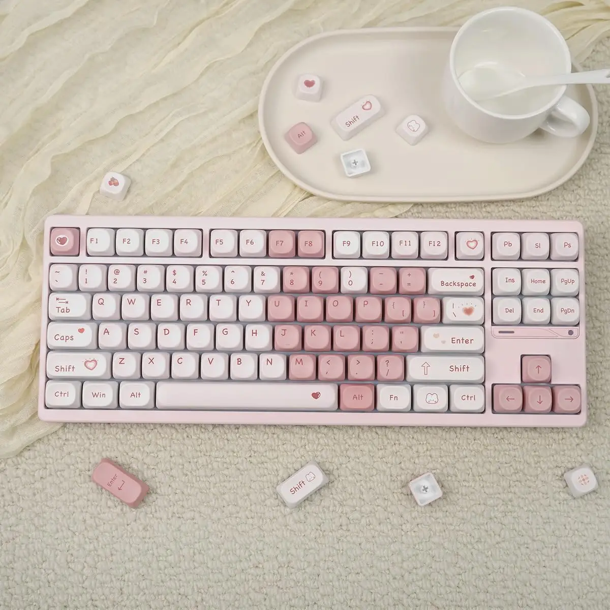 129 PBT Keycap Set for Mechanical Keyboards Compatible with 60% 75% 84% Cute Aesthetic Keyboard Upgrade for Gamers & Typists