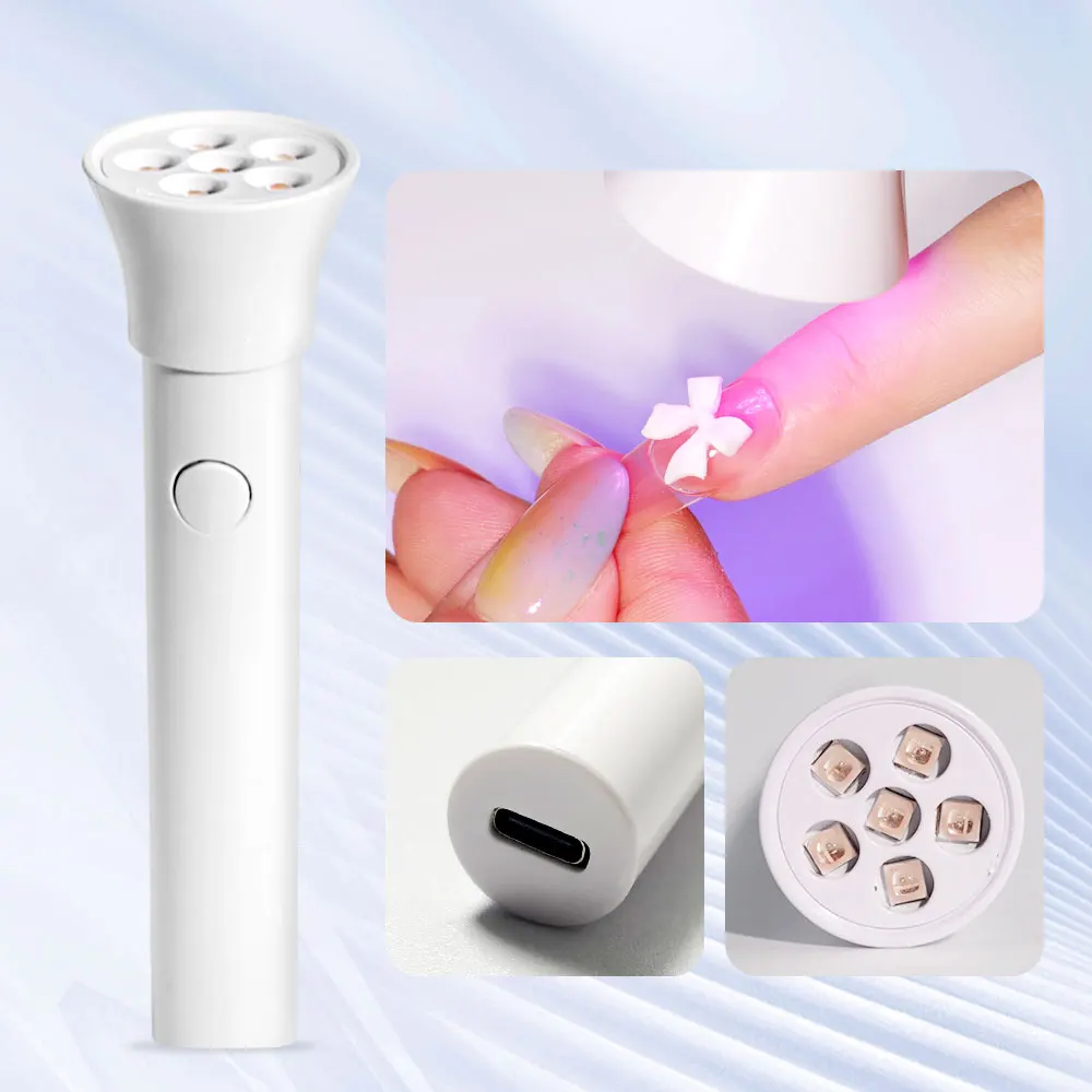 6 PCS UV/LED Rapid Cure Nail Gel Lamp Portable Nails Art Handheldone Light for Manicure Salon Acrylic Gel Art Quick Drying Tools