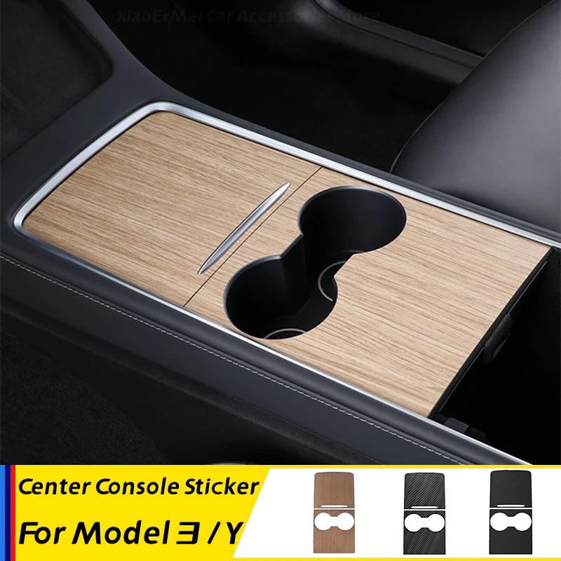 

Наклейка на центральную панель управления автомобиля Tesla Model 3 Y 2021 2022, внутренняя пленка под дерево для центральной консоли, углеродная панель управления
