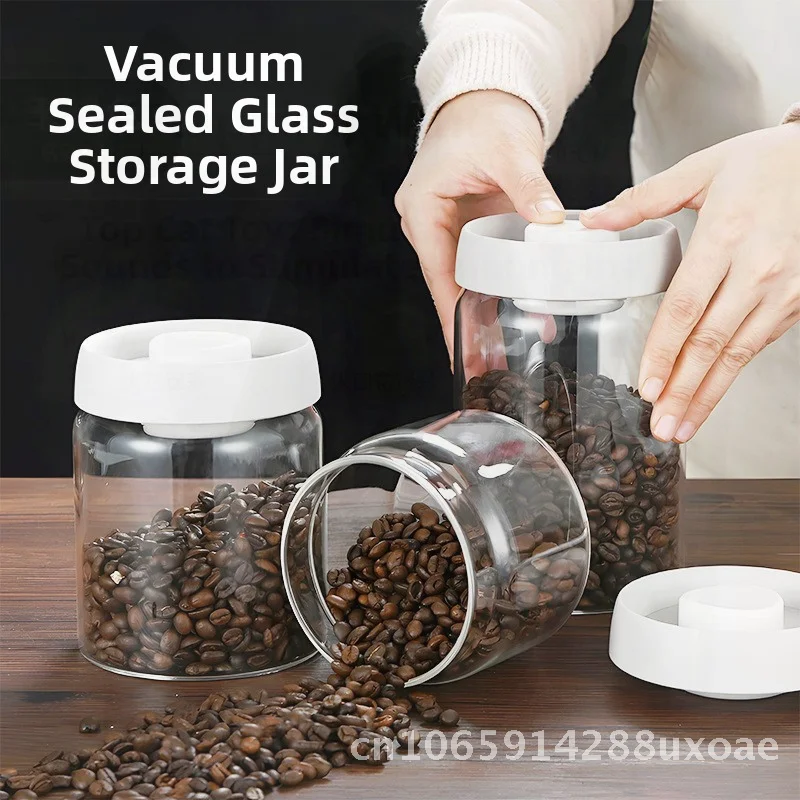 

Borosilicate Glass Sealed Storage Jar with Lid Modern Minimalist Coffee Bean Vacuum Storage Jar in White Black - Multiple