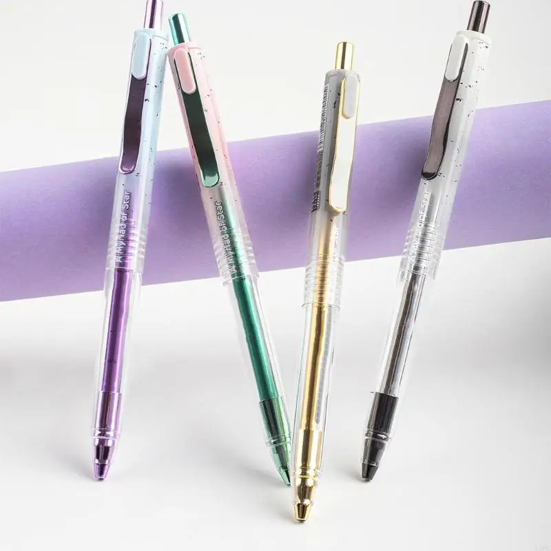 Pack of 12 0.5mm Quiet Clicks Gel Pen Quick Drying Smooth Writing For Study Office Exams with Design 896C