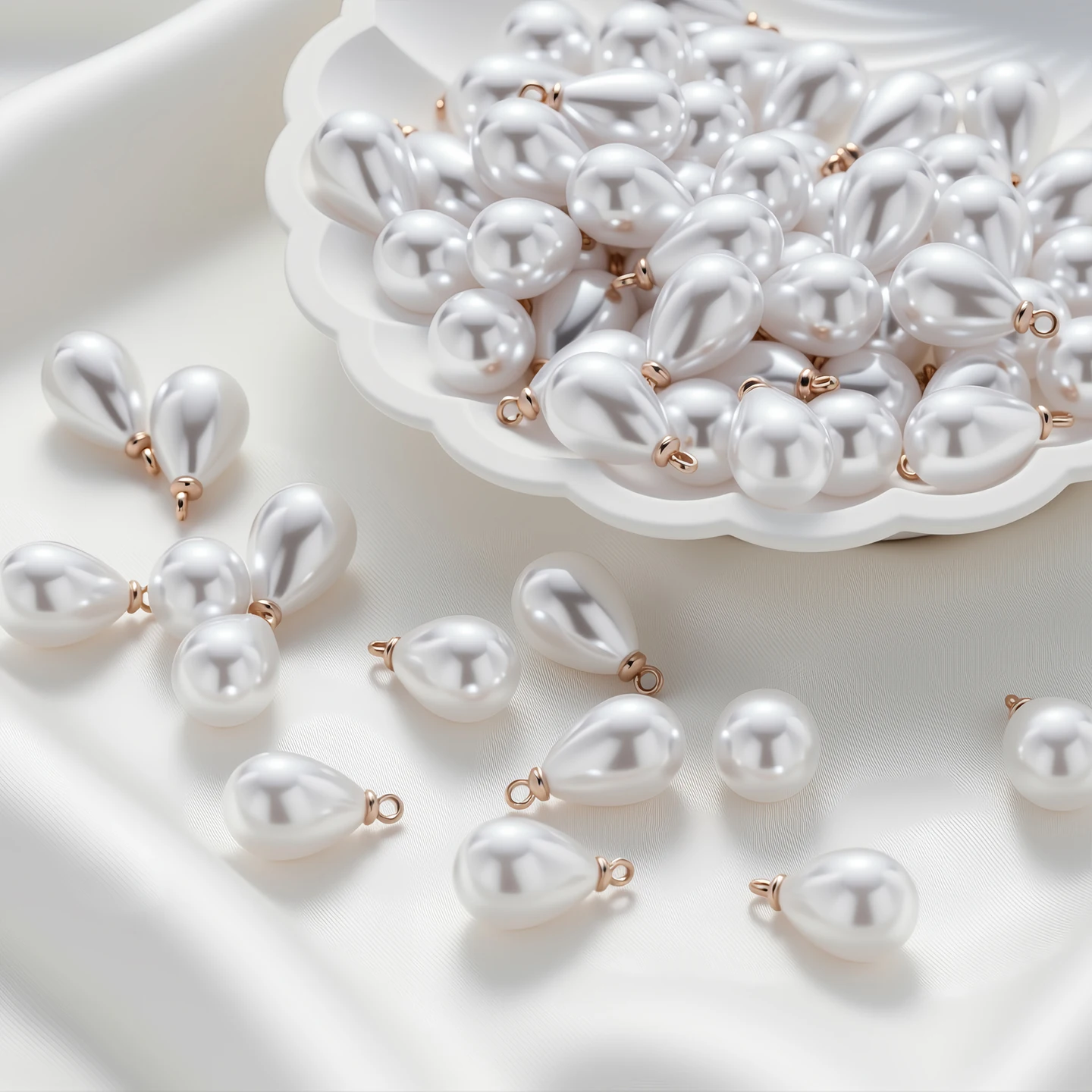 10pcs Imitation ABS Pearl Round Beads Charm Drop Pendant for Earrings Bracelet Necklace DIY Ear Stud Jewelry Findings Making