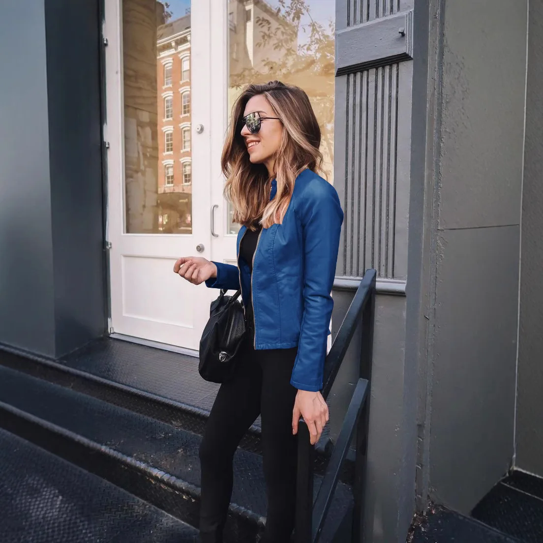 ファイオナブルレザー ジャケットスーツ スモールアウターウェア レディース新作 秋冬 スリップジッパー開閉 ロングスリーブ スリムフィット