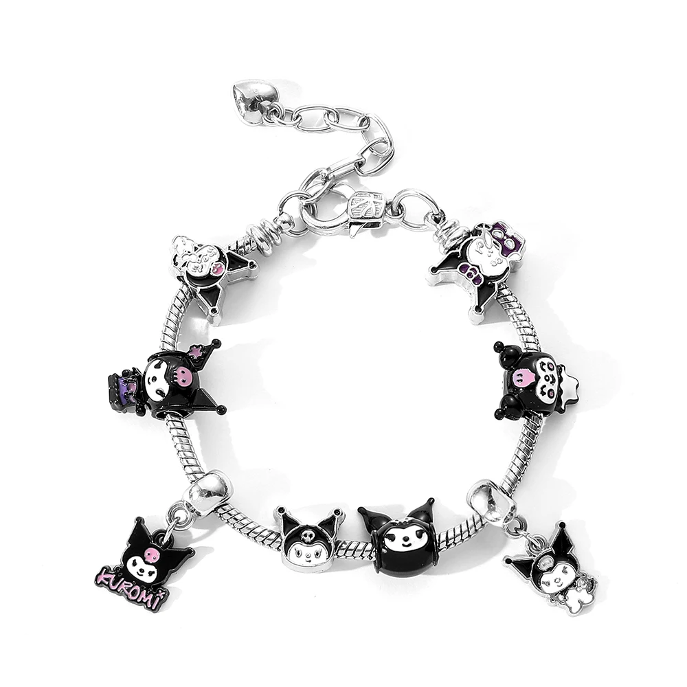 Kuromi Bracelet With Chain Silver Color Alloy Jewelry Creative Cartoon Birthday Gift