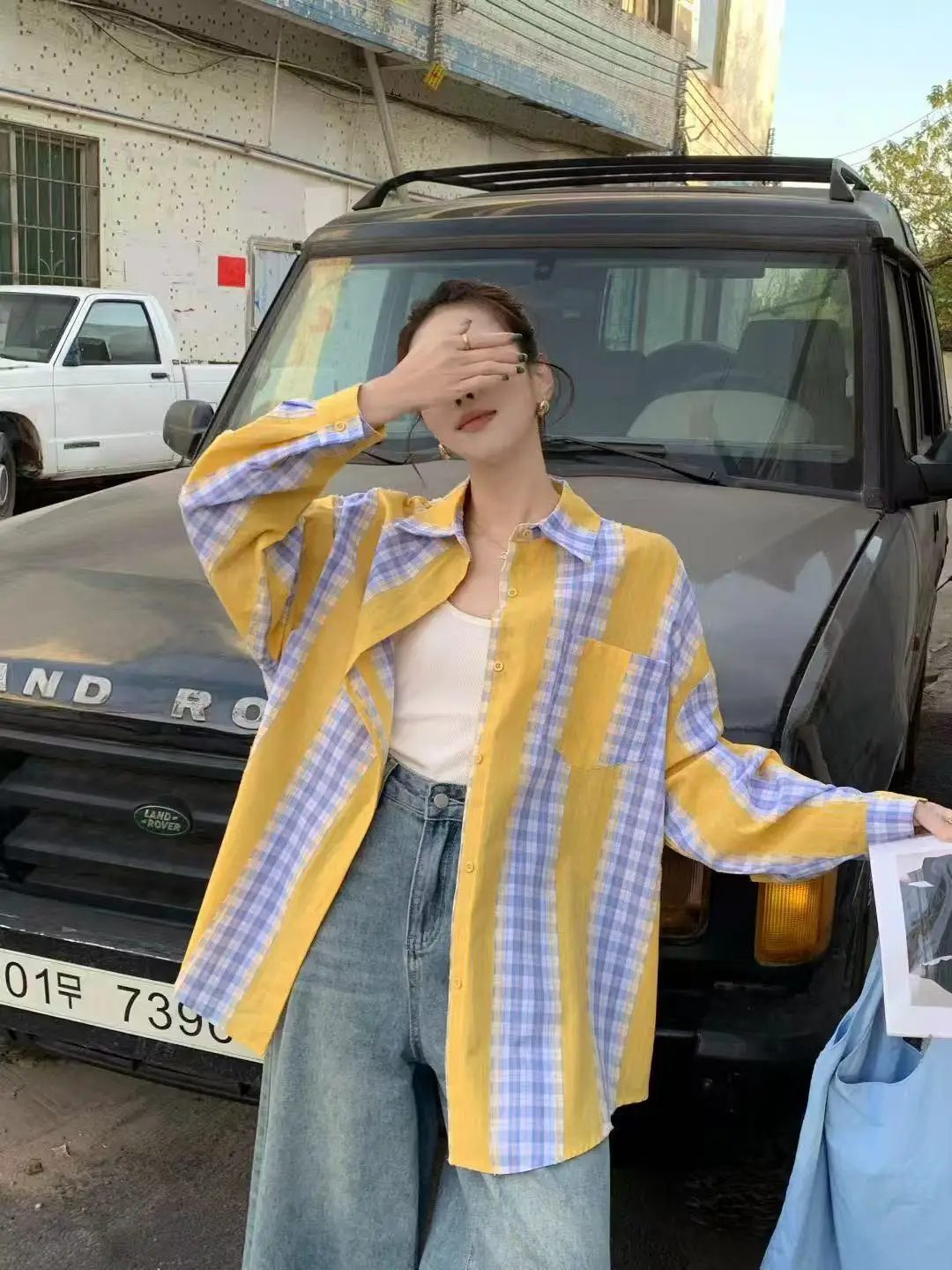 

Casual Plaid irt Women's Spring Autumn New Sle Sweet Striped Color Blo Loose Fit Midi Thin irt Girls Daily Wear