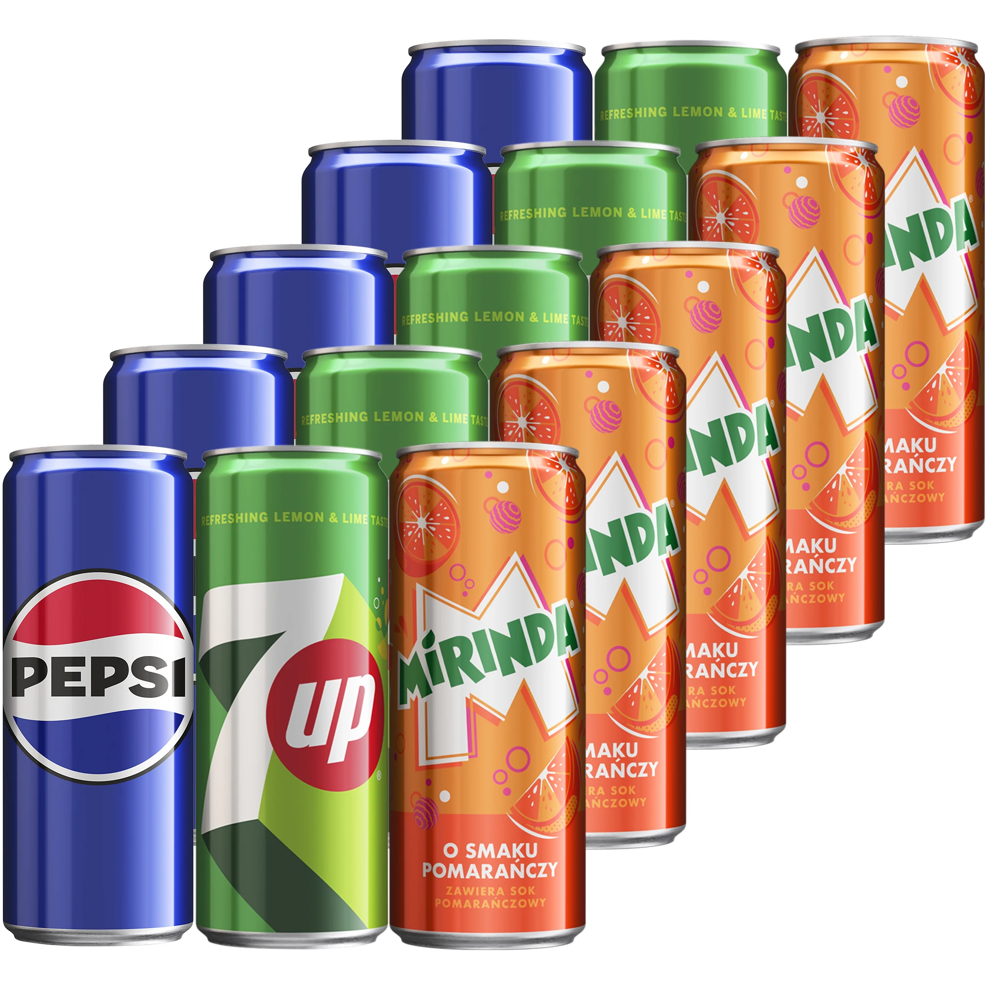 بيبسي كولا + ميرندا + 7Up يمكن خلط عدة 15x330 مل