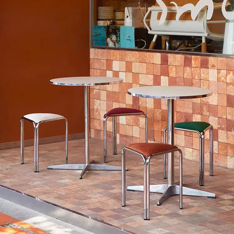 Triangle stool fabric stacking small apartment stainless steel shoe changing stool medieval restaurant cafe