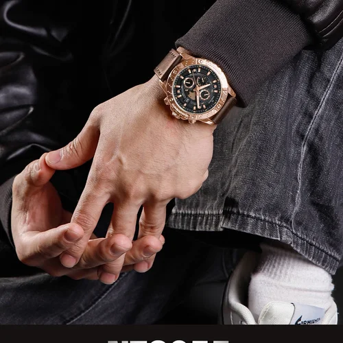 Marca NAVIFORCE, reloj de lujo Original para hombre, correa de cuero, cronógrafo deportivo, reloj de pulsera de cuarzo, reloj calendario luminoso resistente al agua