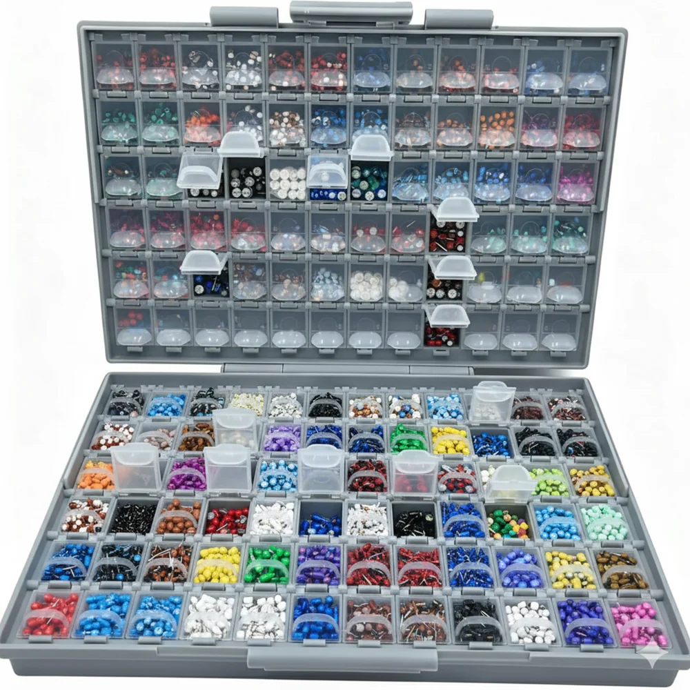 USA Ship AideTek BOX-ALL-144 Compartments SMD Resistor Capacitor Beads Storage white Box Organizer plastic toolbox