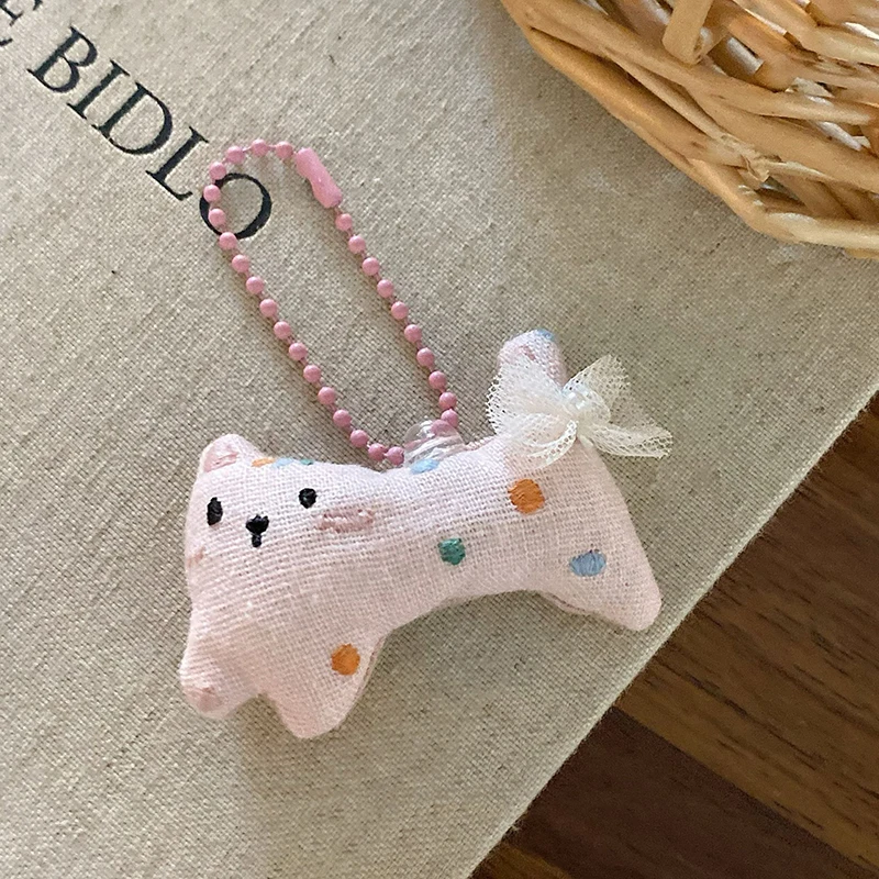 Kawaii брелок с изображением кота, кролика и медведя, мультяшный плюшевый брелок для ключей, милый держатель для ключей, подвесное украшение, подарок на день рождения