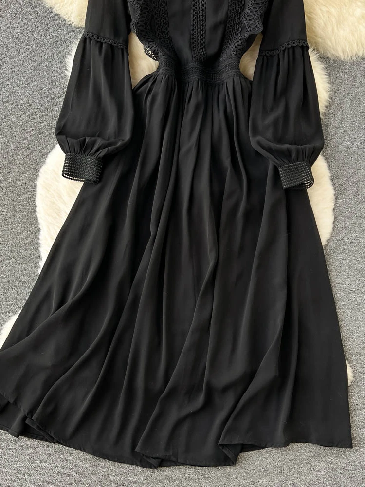 blue dress for baby girl A-Line Cocktail Black Dress Vintage Dress Graduation Wedding Guest Tea –  etyou main image 1
