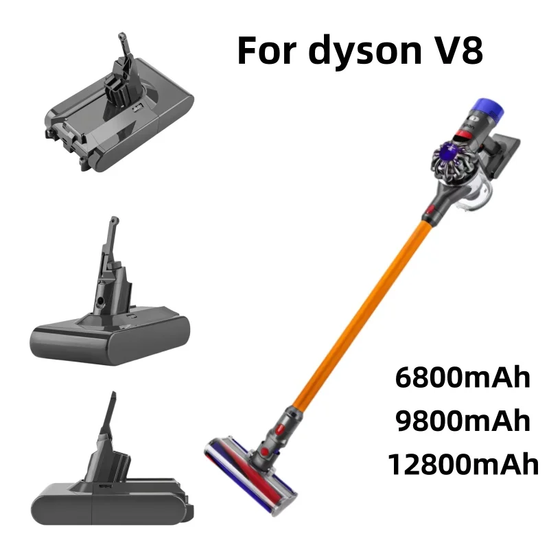 12800mAh 21.6V For Dyson V8 Battery Absolute V8 Animal Li-ion SV10 Vacuum Cleaner series Rechargeable batteries