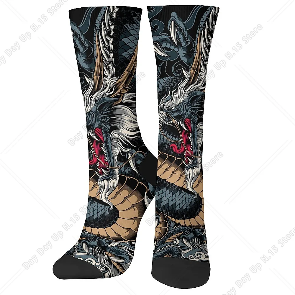 New fun men's socks, classical art dragon, fashion retro, comfortable and breathable, sports and leisure outdoor, ideal gift