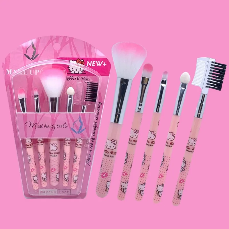 Sanrio cartoon cosmetics cute Hello Kitty makeup brush set blush eyebrow pencil lip gloss eye shadow brush soft hair beauty tool