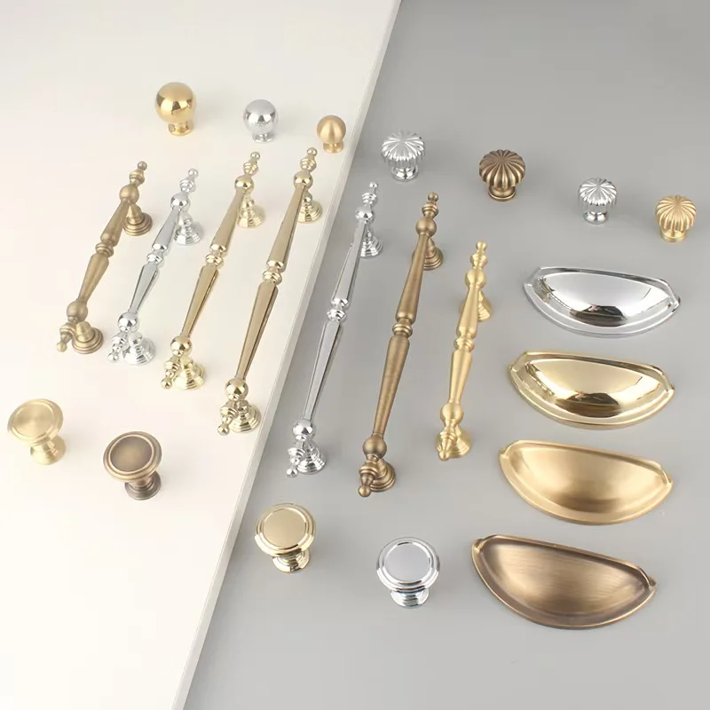 Maniglie per mobili in bronzo dorato francese, pomelli per porte del cassetto, maniglie per cassetti, guardaroba in ottone massiccio PVD, per mobili fai da te